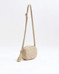 River Island Girls Beige heart quilted cross body bag Cream Hot