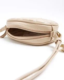 River Island Girls Beige heart quilted cross body bag Cream Hot