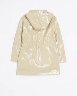 River Island Girls beige hooded trench jacket Cream Outlet