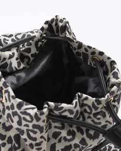 River Island Girls Beige Leopard Utility Backpack Cream Hot