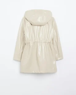 River Island Girls beige PU hooded trench coat Cream Best