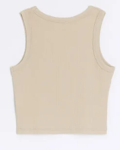 River Island Girls beige rib tank top Cream Sale