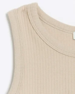 River Island Girls beige rib tank top Cream Sale