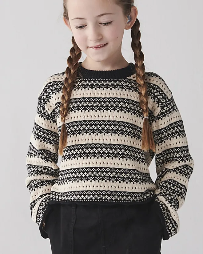 River Island Girls beige stripe knitted crop jumper Cream Best