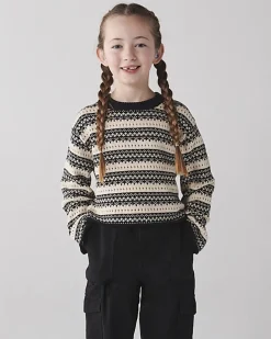 River Island Girls beige stripe knitted crop jumper Cream Best