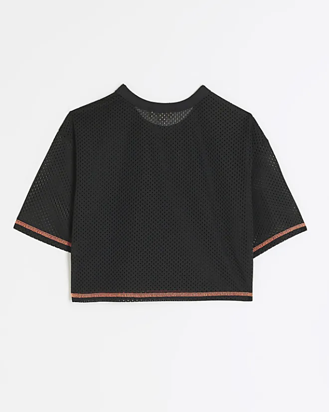 River Island Girls active mesh back t-shirt Black Online