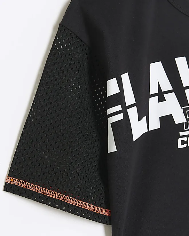 River Island Girls active mesh back t-shirt Black Online