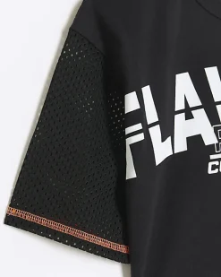 River Island Girls active mesh back t-shirt Black Online