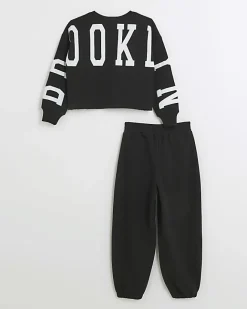 River Island Girls Brooklyn sweatshirt set Black Discount