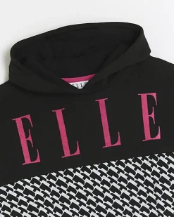 River Island Girls ELLE Oversized Boxy Hoodie Black Best