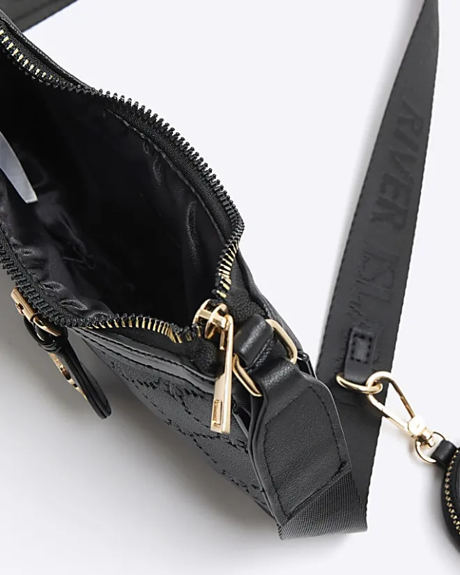 River Island Girls embossed cross body bag Black Fashion