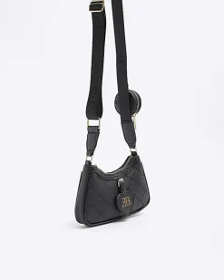 River Island Girls embossed cross body bag Black Fashion