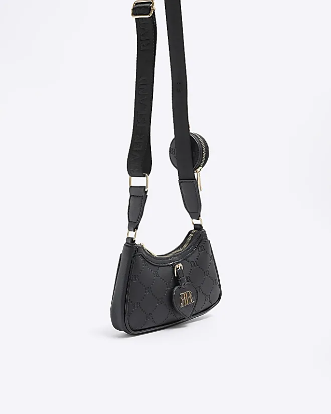River Island Girls embossed cross body bag Black Fashion