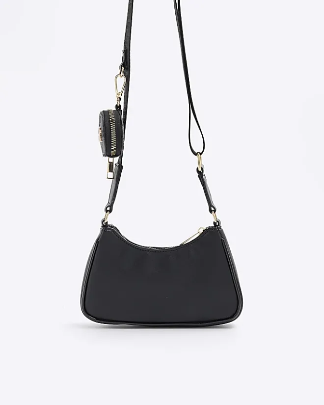 River Island Girls embossed cross body bag Black Fashion