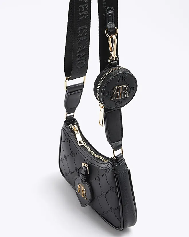 River Island Girls embossed cross body bag Black Fashion