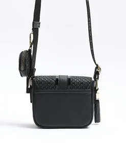 River Island Girls embossed monogram cross body bag Black Sale