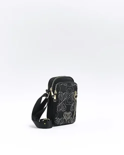 River Island Girls embroidered heart cross body bag Black Best
