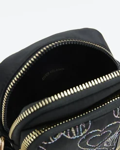 River Island Girls embroidered heart cross body bag Black Best