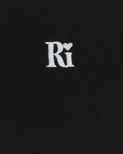 River Island Girls embroidered logo crop t-shirt Black Clearance