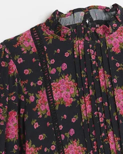 River Island Girls floral long sleeve dress Black Outlet