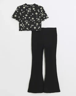 River Island Girls floral top and trousers set Black Fashion