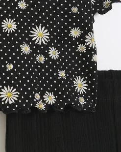 River Island Girls floral top and trousers set Black Fashion