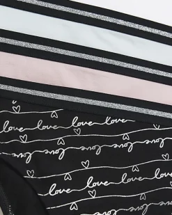 River Island Girls foil script briefs 6 pack Black Discount