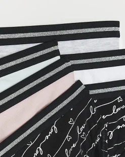 River Island Girls foil script briefs 6 pack Black Discount