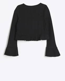 River Island Girls frill hem cardigan Black Discount