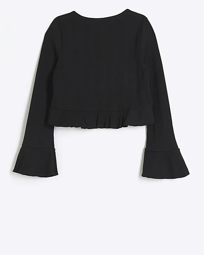 River Island Girls frill hem cardigan Black Discount