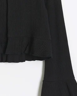 River Island Girls frill hem cardigan Black Discount