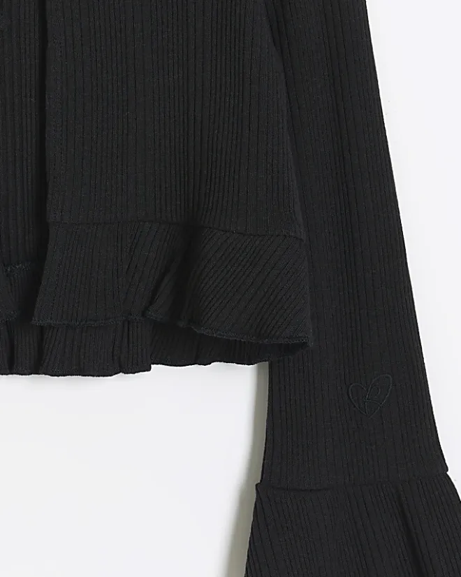River Island Girls frill hem cardigan Black Discount