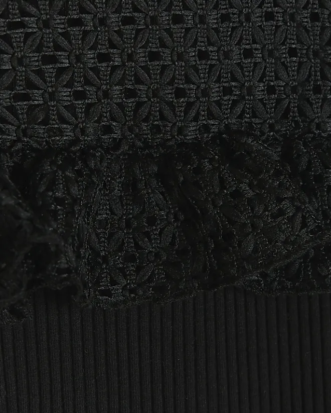 River Island Girls frill lace sleeve blouse Black Best
