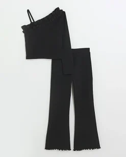 River Island Girls frill one shoulder top set Black Sale