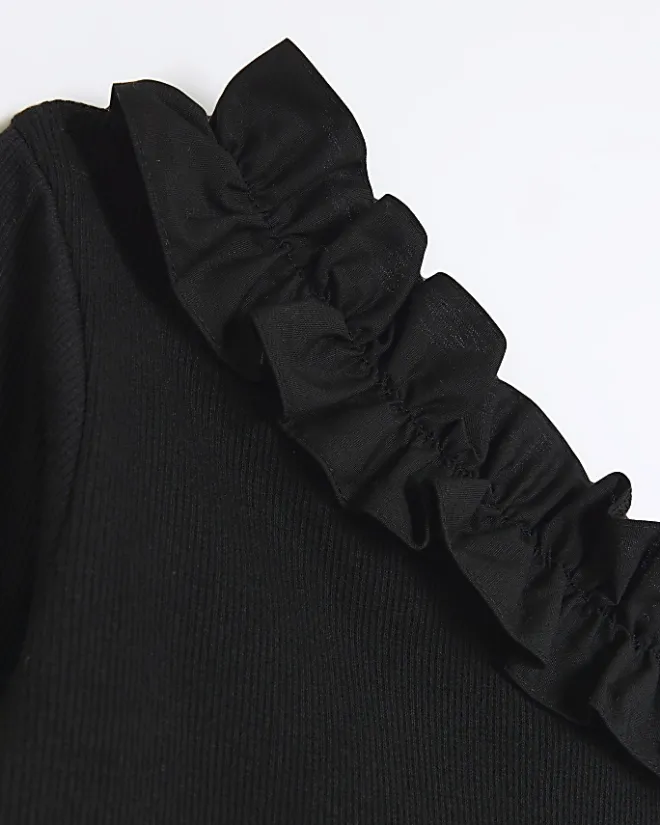 River Island Girls frill one shoulder top set Black Sale