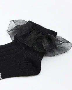 River Island Girls frill socks 2 pack Black Hot
