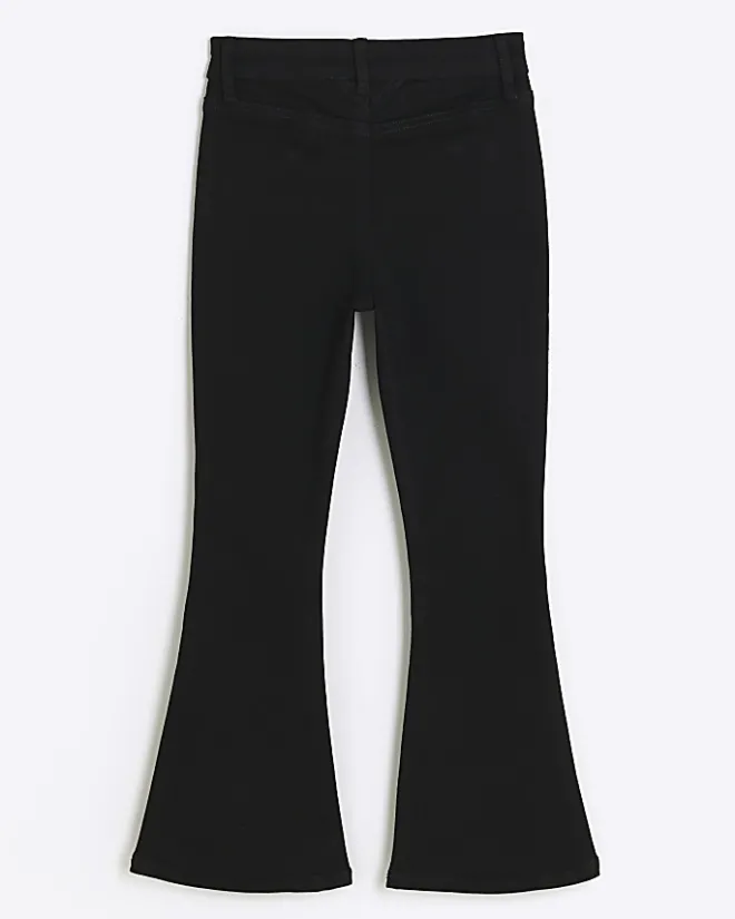 River Island Girls Front Pocket Flare Jeans Black Outlet