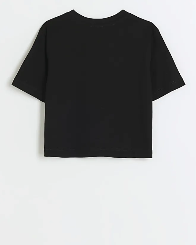 River Island Girls graffiti bear t-shirt Black Hot