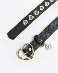 River Island Girls heart buckle belt Black Fashion