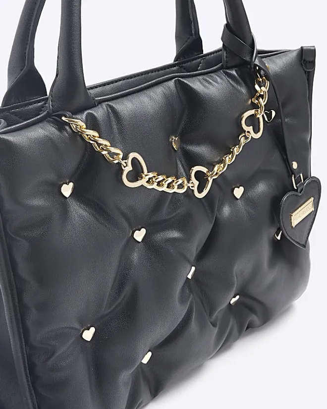 River Island Girls heart stud shopper bag Black Fashion