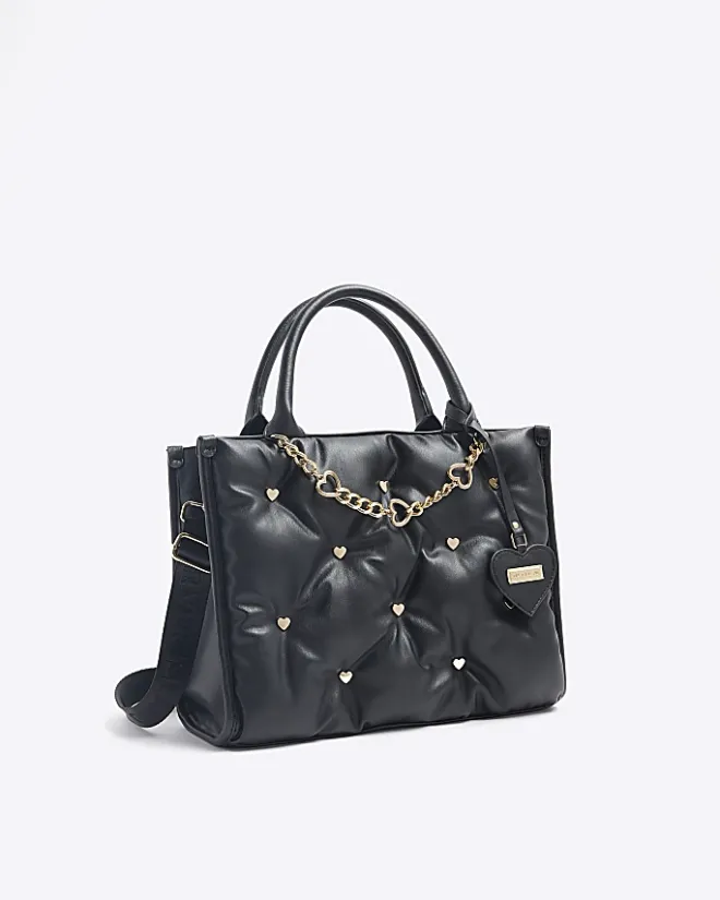 River Island Girls heart stud shopper bag Black Fashion
