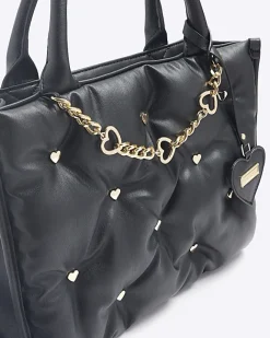 River Island Girls heart stud shopper bag Black Fashion