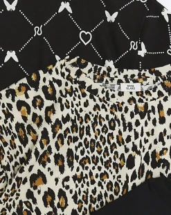 River Island Girls leopard print t-shirt multipack Black Sale