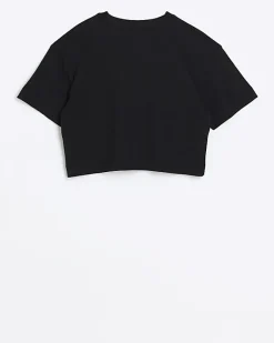 River Island Girls lips crop t-shirt Black Best