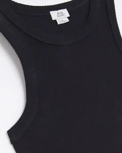 River Island Girls Long line ribbed tank top Black Online