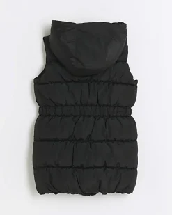 River Island Girls padded showerproof hooded gilet Black Clearance