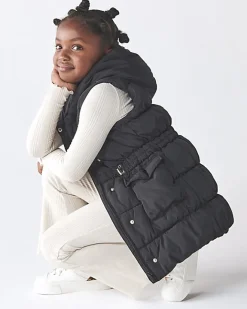 River Island Girls padded showerproof hooded gilet Black Clearance