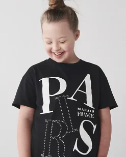 River Island Girls Paris graphic t-shirt Black New