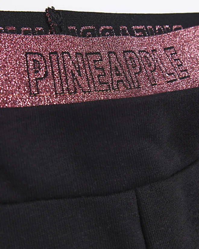 River Island Girls PINEAPPLE Glitter Waist Joggers Black Clearance