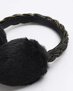 River Island Girls black plait earmuffs Yellow New